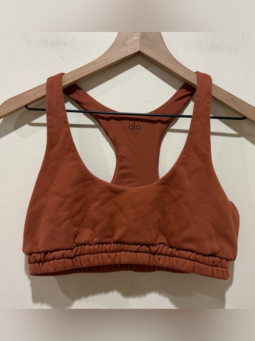 Alo Yoga Rust Brown Racerback Sweatshirt Style Sports Bra Crop Top - Size Medium